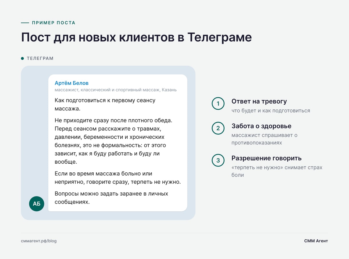 Пост для новых клиентов в Телеграме